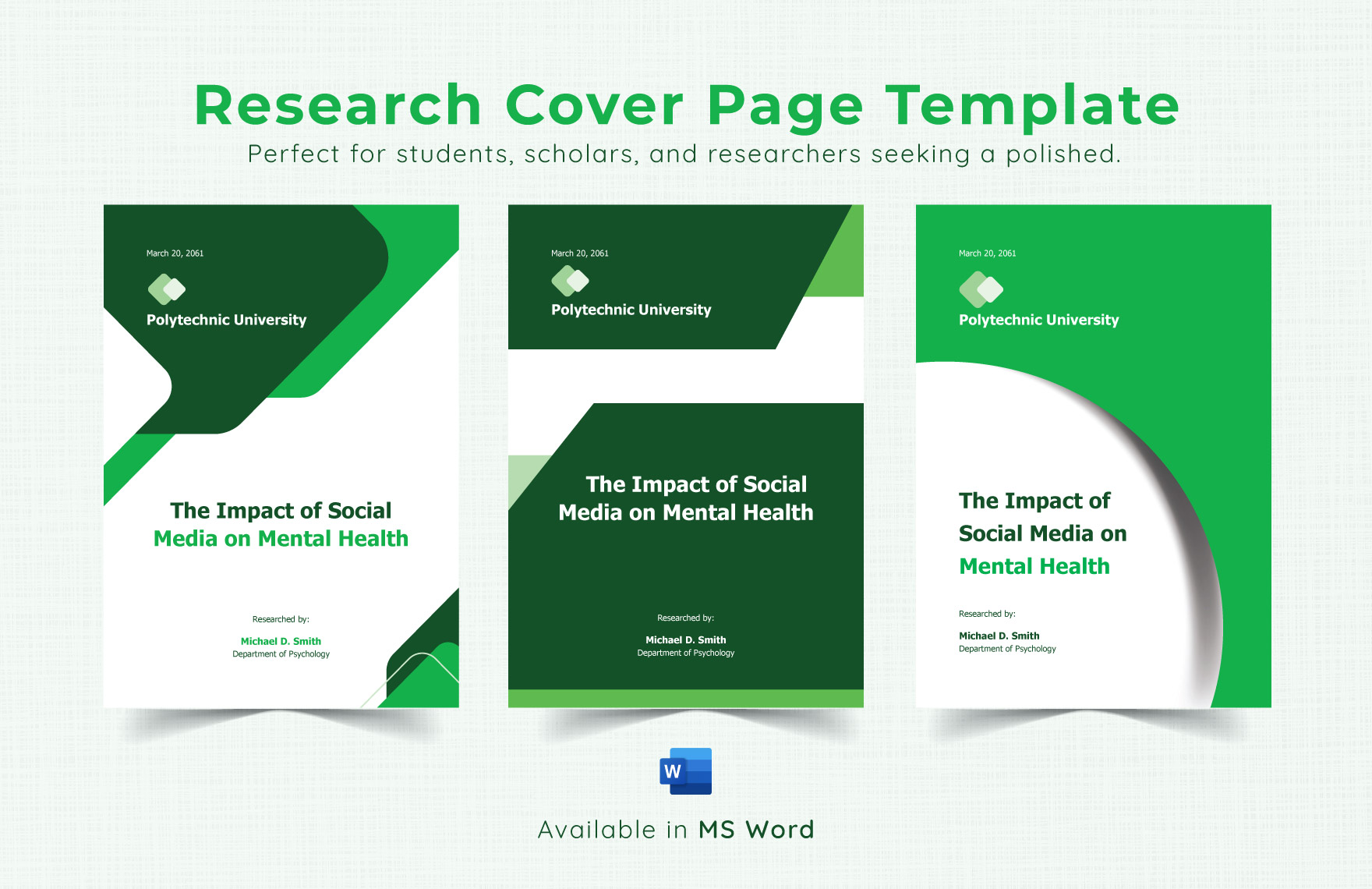 Research Cover Page Template