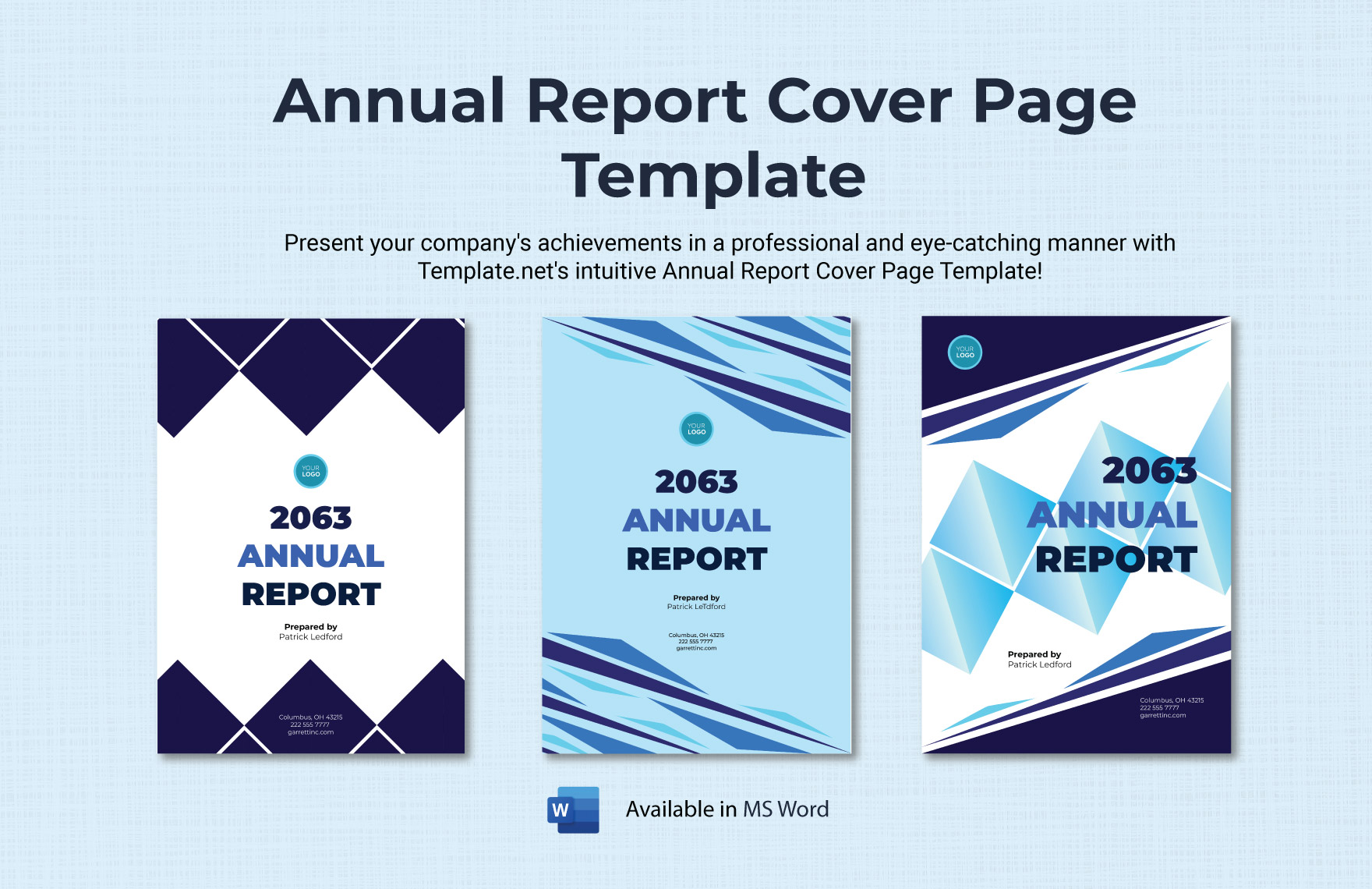 Annual Report Cover Page Template