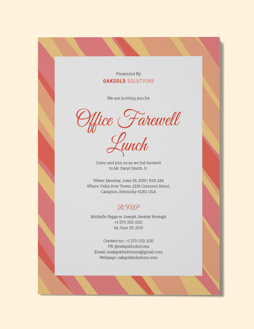 Office Farewell Lunch Invitation Template