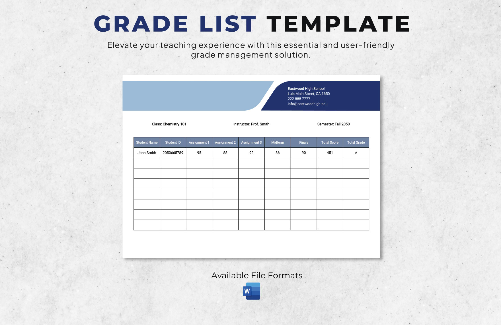 Grade List Template in Word - Download | Template.net