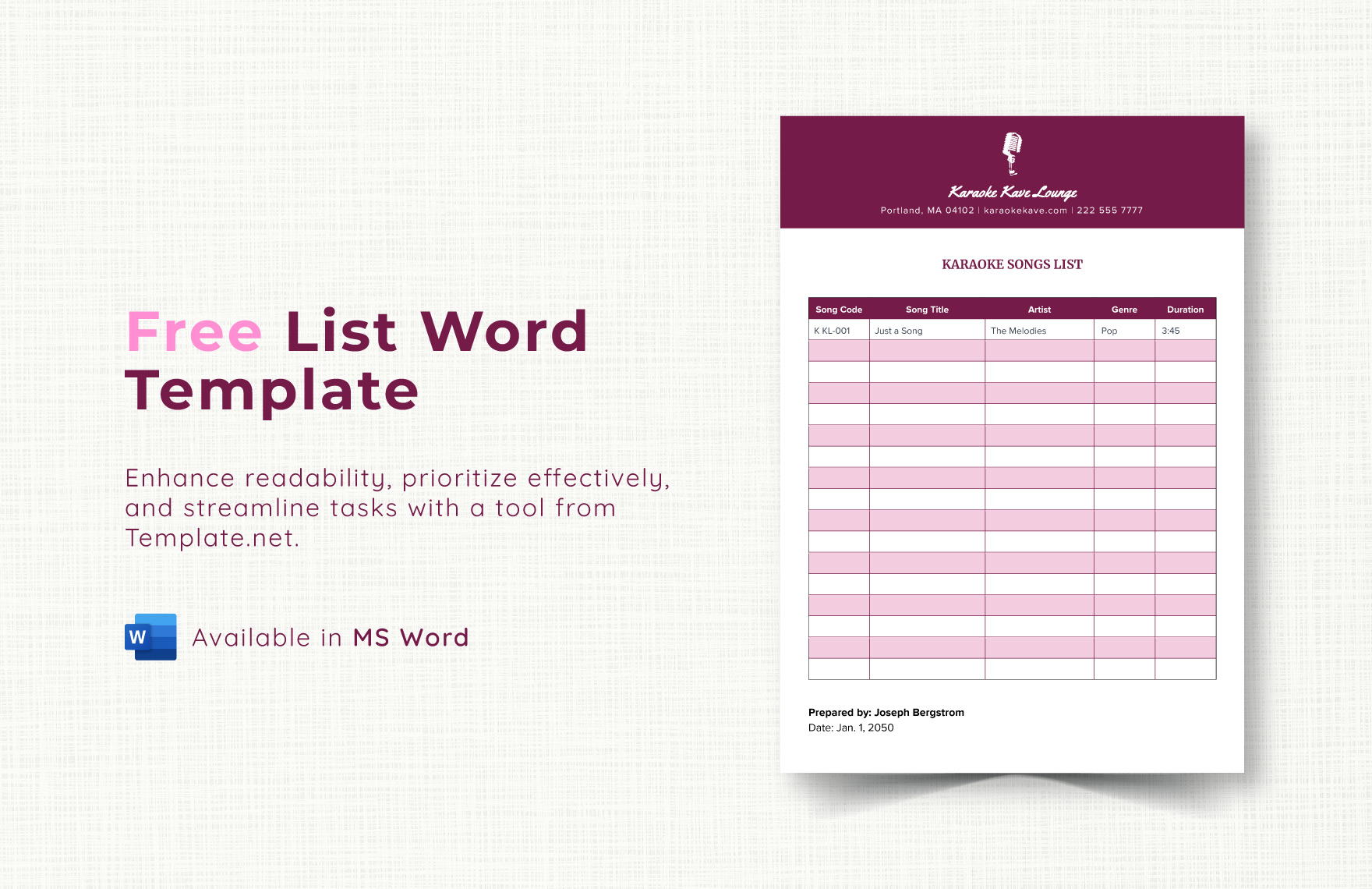 List Word Template in Word - Download | Template.net