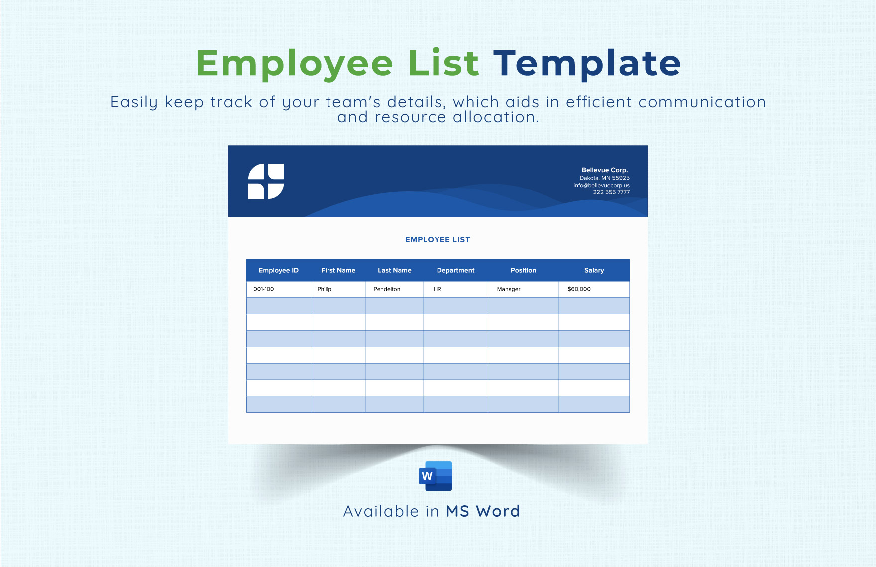 Employee List Template in Word - Download | Template.net