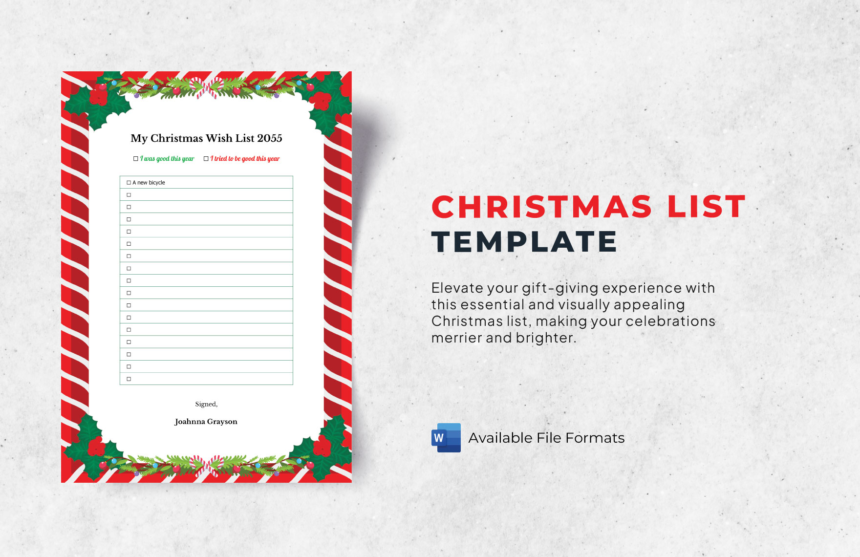 Christmas List Template in Word - Download | Template.net