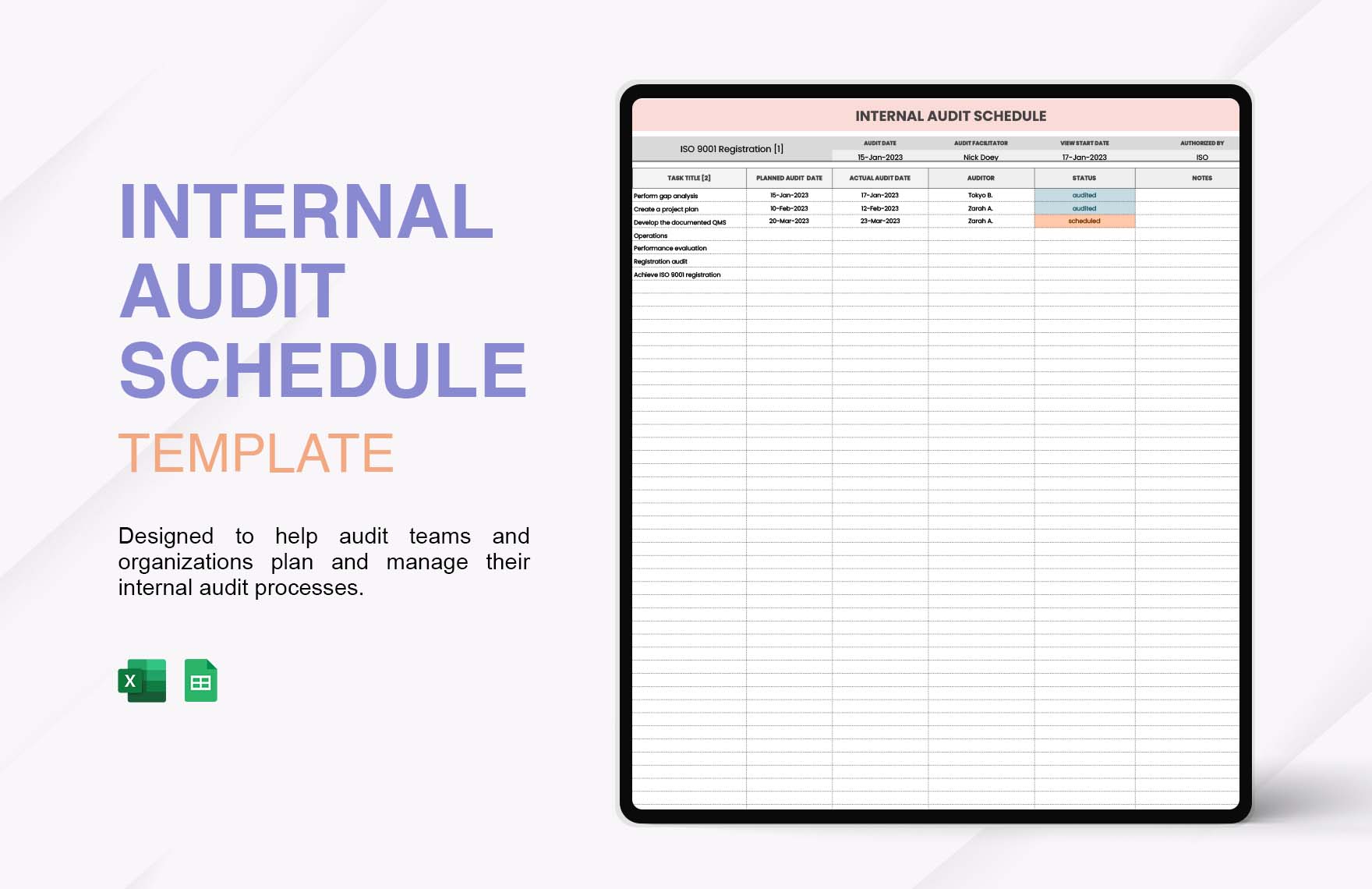 Internal Audit Schedule Template