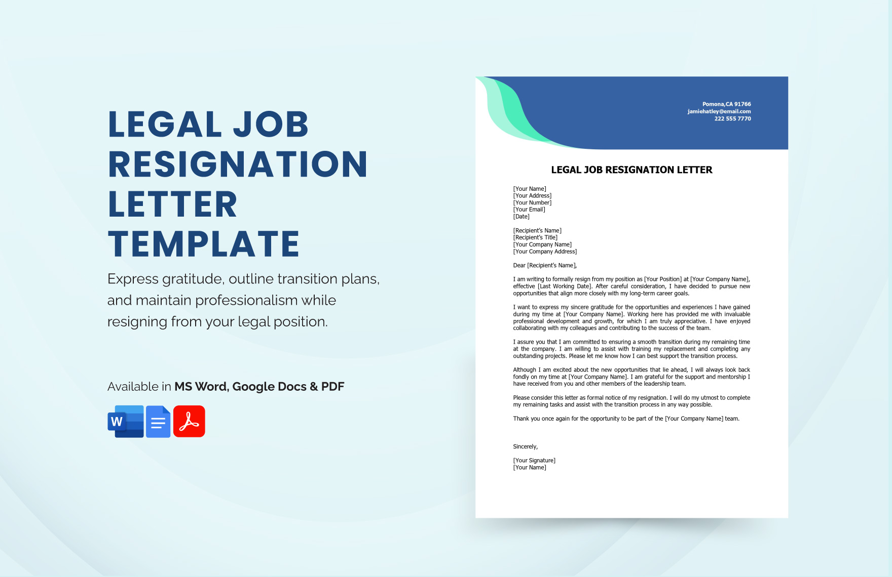 Legal Job Resignation Letter Template