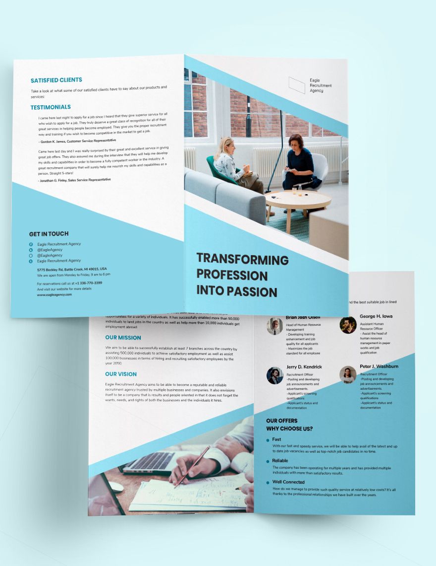 Recruitment Agency Bi-Fold Brochure Template