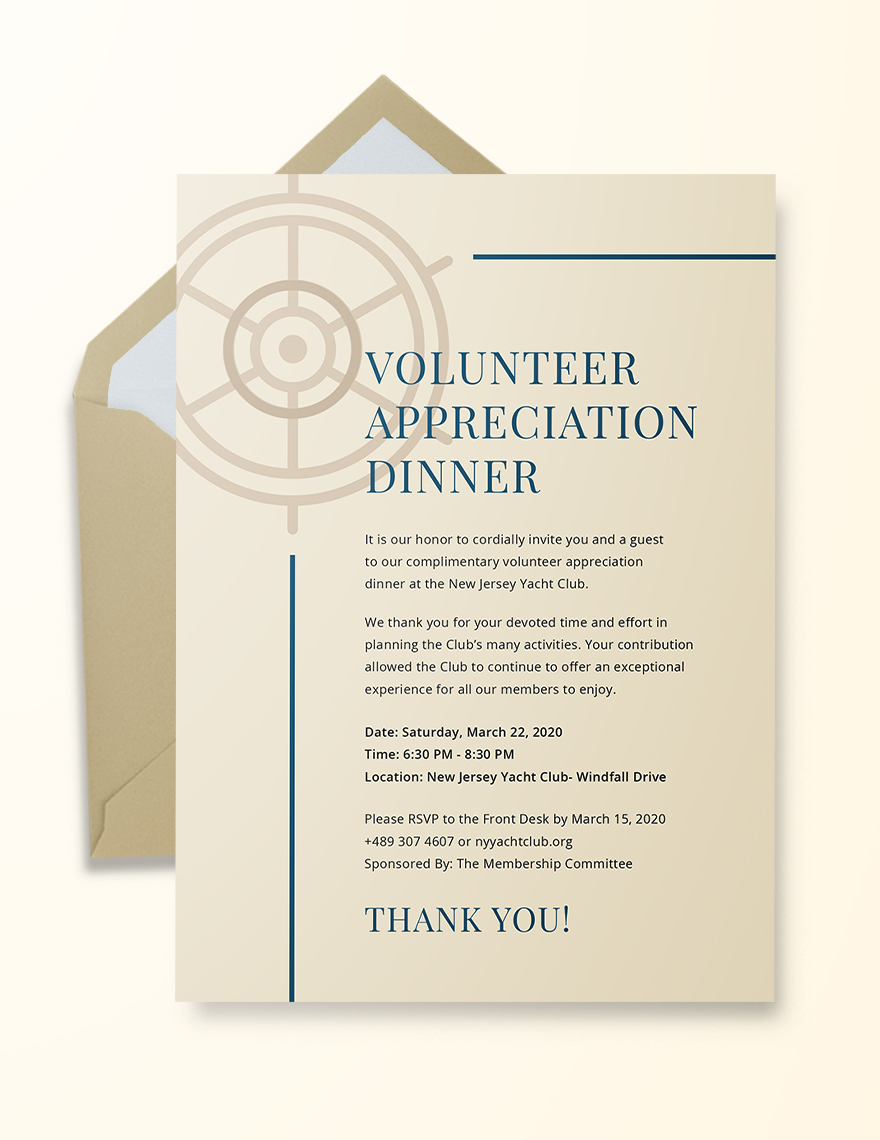 Volunteer Appreciation Dinner Invitation Template in PSD, Word, Illustrator, Publisher, Pages - Download | Template.net