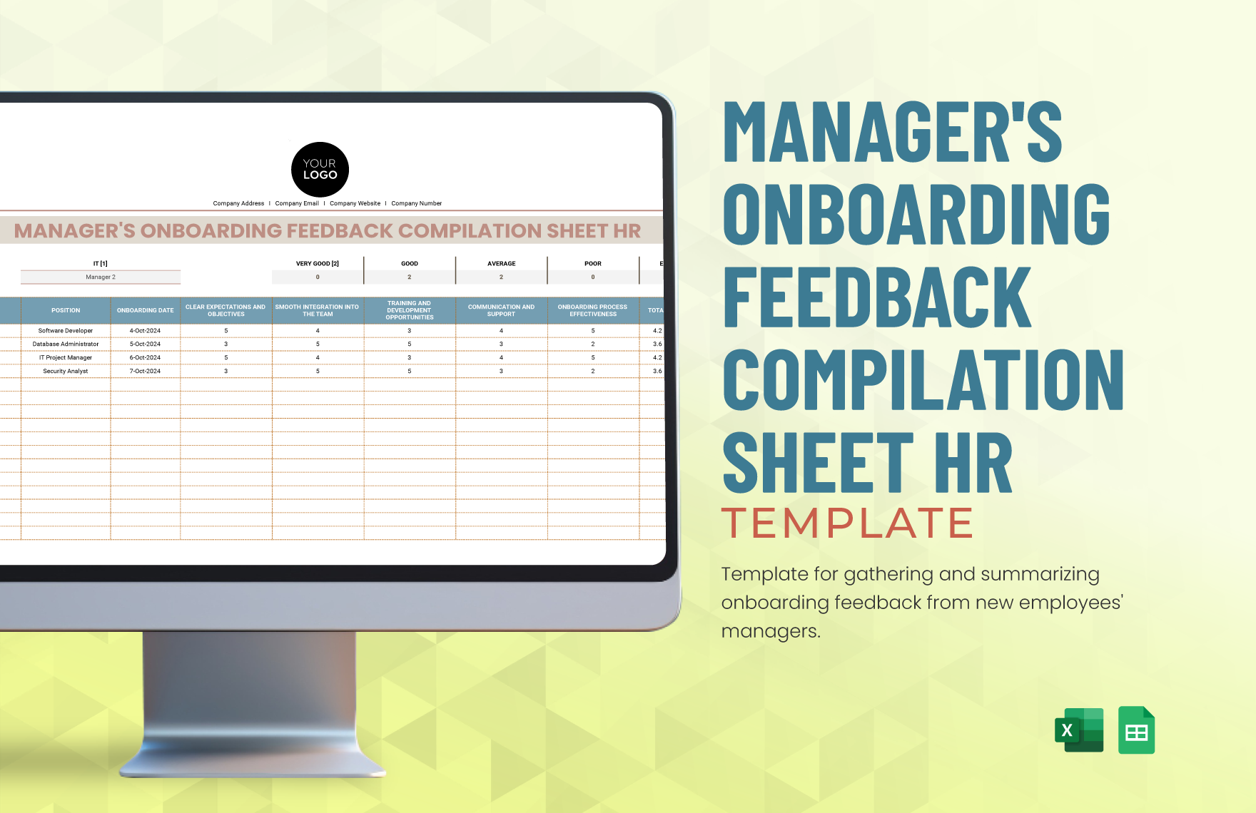 Manager's Onboarding Feedback Compilation Sheet HR Template