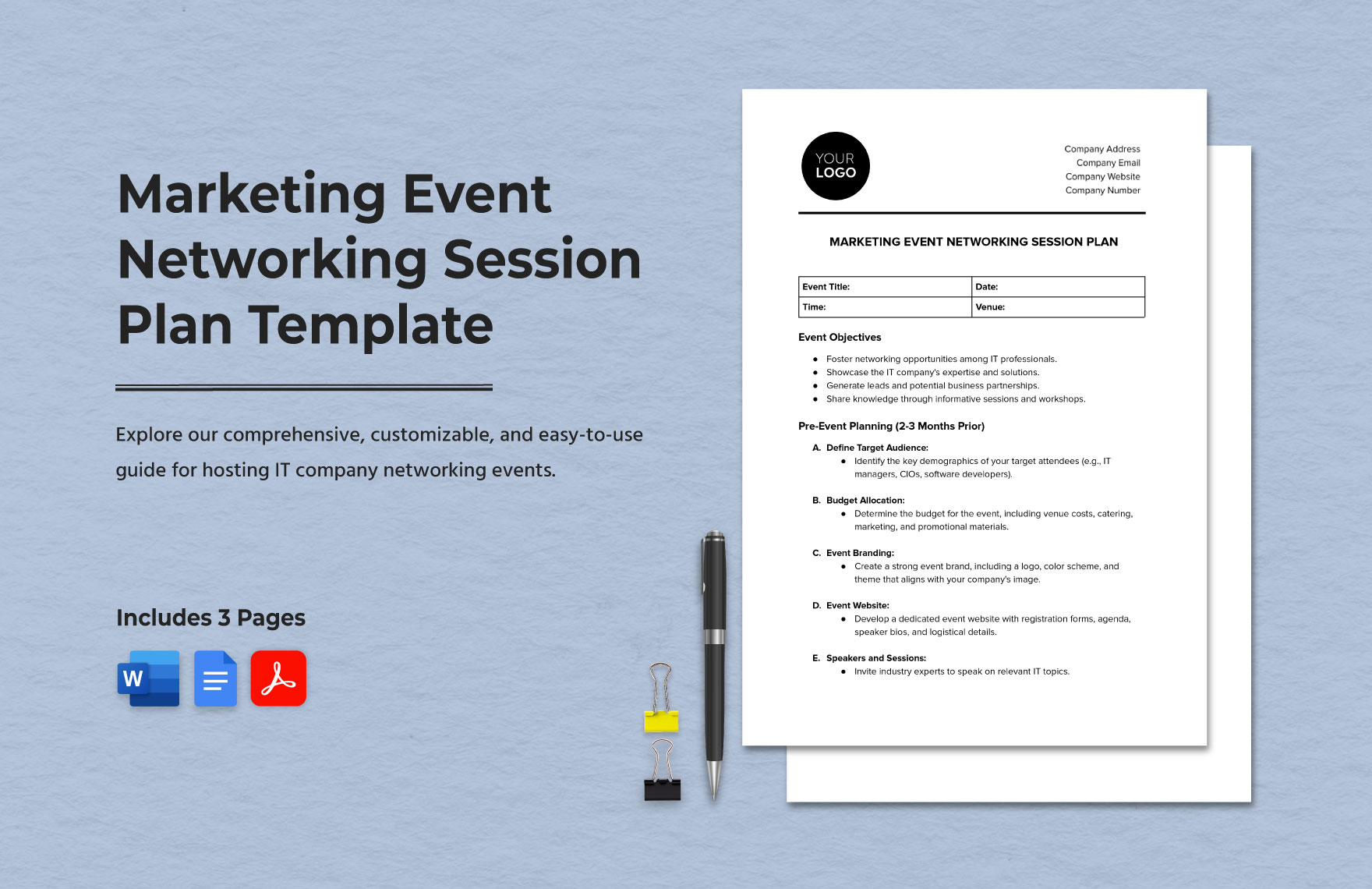 Marketing Event Networking Session Plan Template