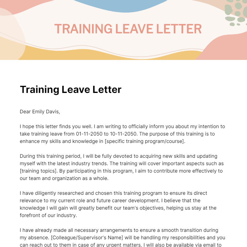 Training Leave Letter Template