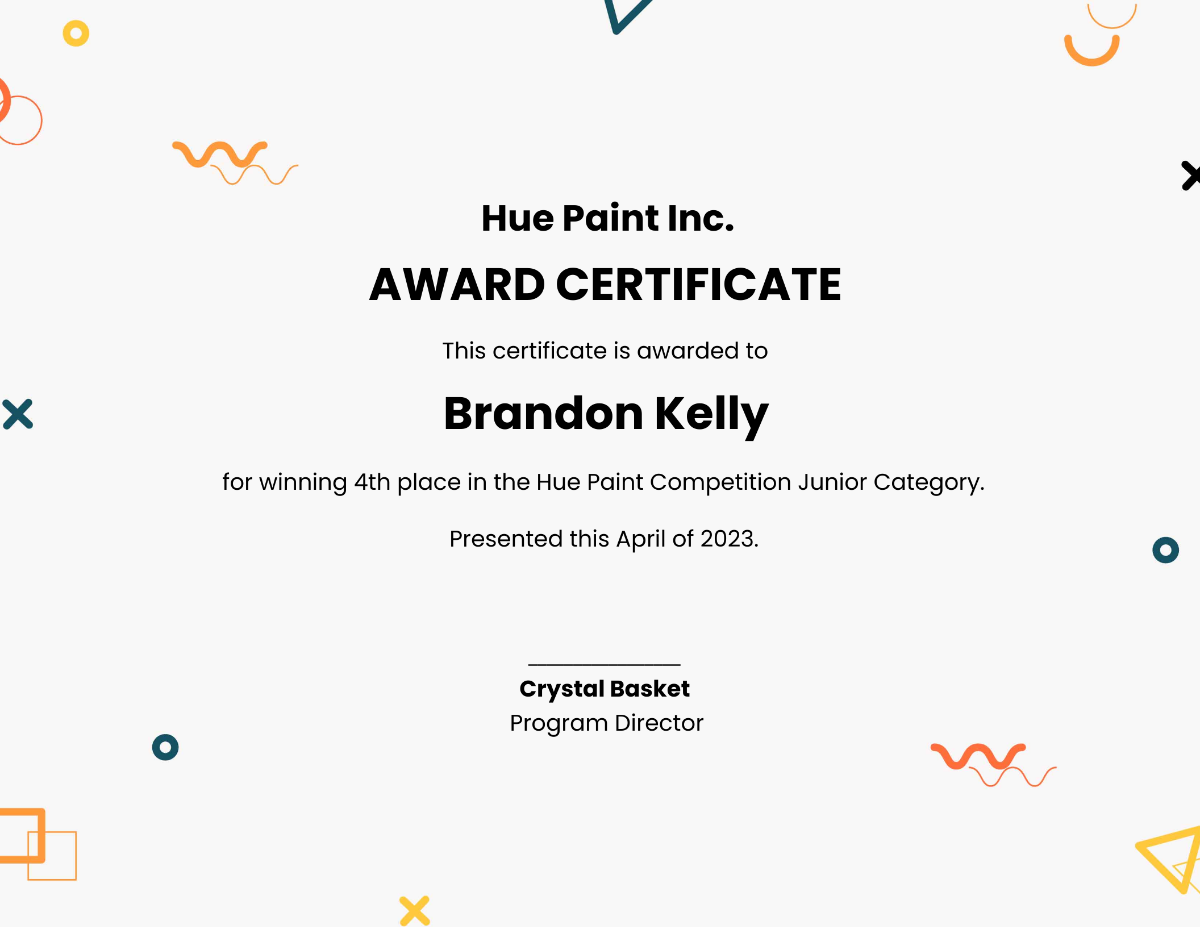 Free Art Award Certificate Template