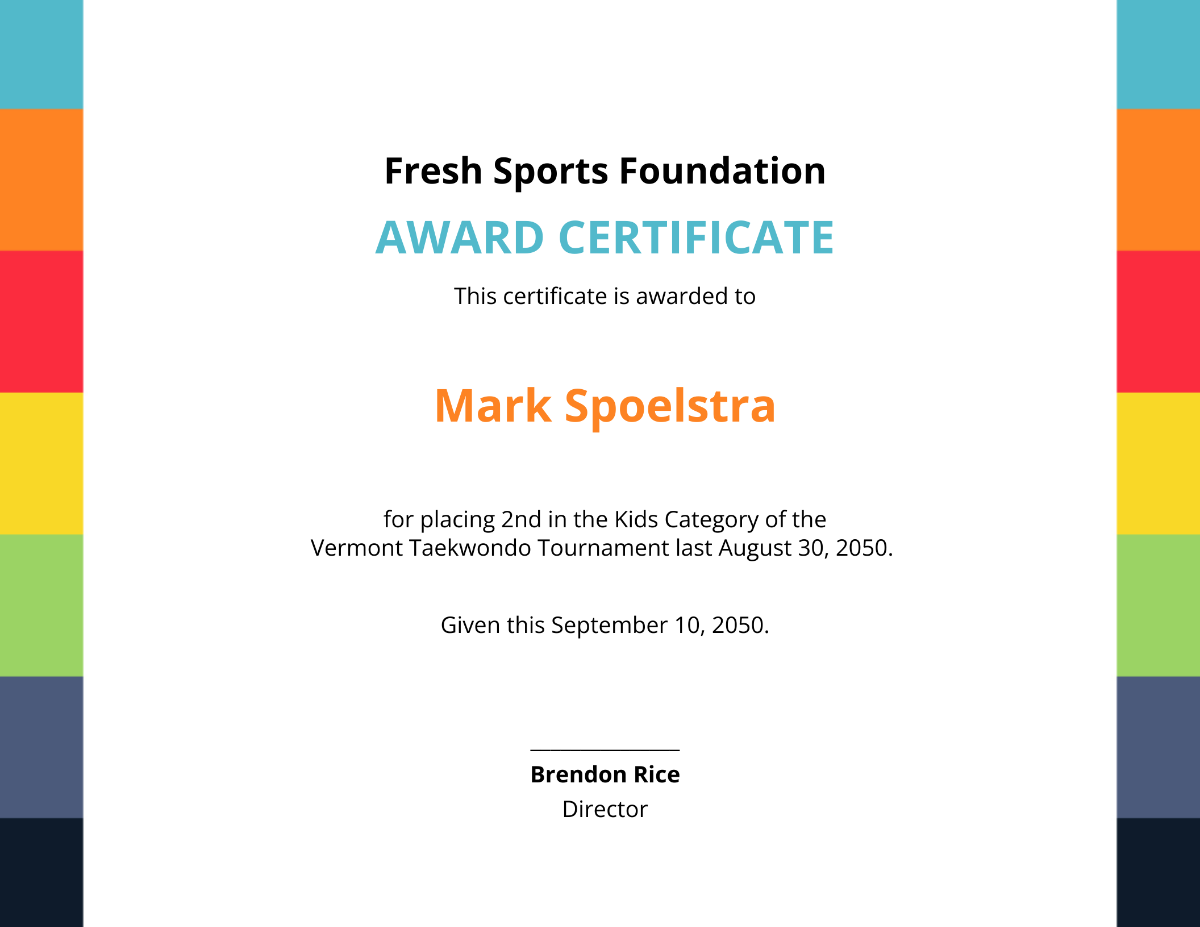 Free Kid 27s Sports Award Certificate Template