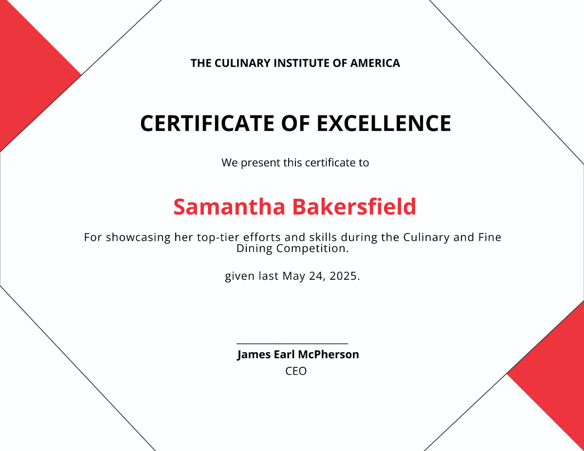 Free Excellence Award Certificate Template