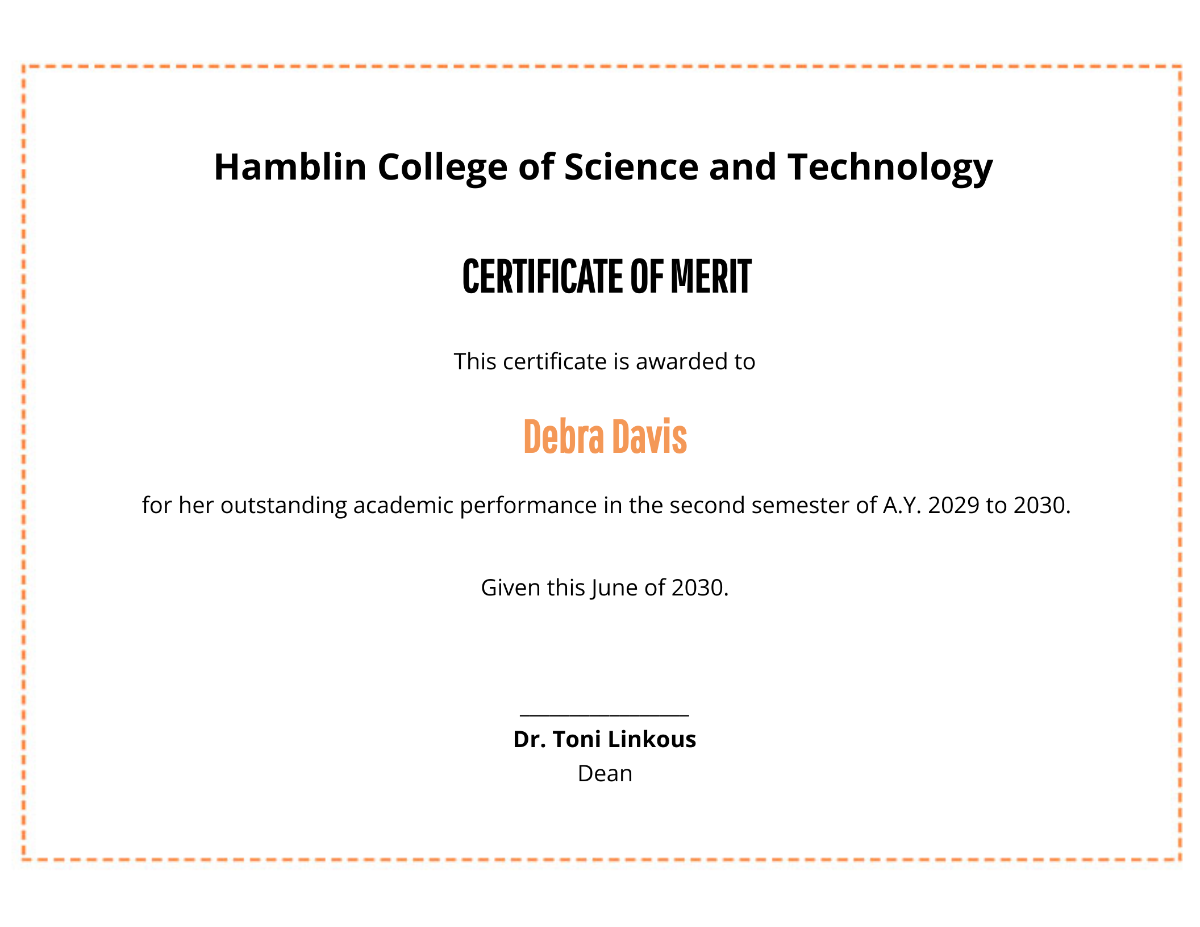 Free Merit Award Certificate Template