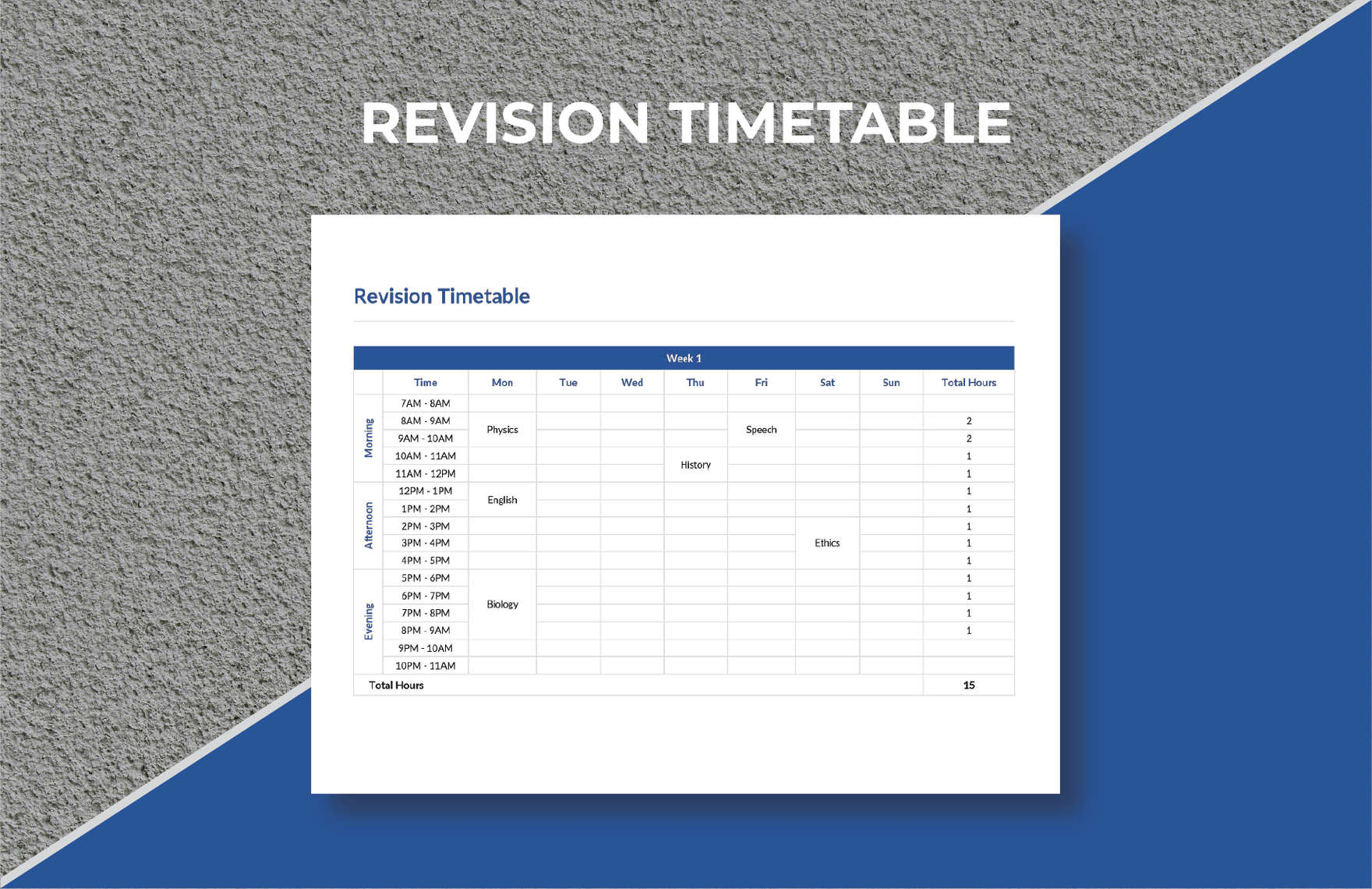 Revision Timetable Template in Google Docs, Apple Numbers, Word, Pages, Excel, Google Sheets, PDF - Download | Template.net