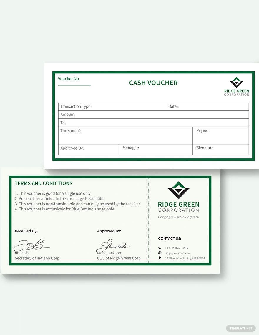 Business Cash Voucher Template