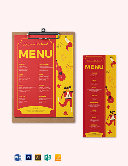 download spanish dinner menu template