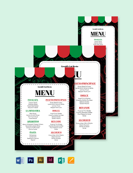 italian  dinner menu