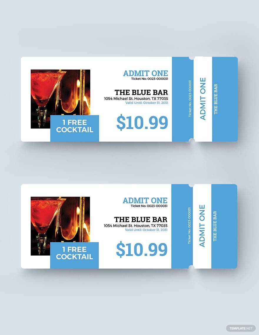 Printable Drink Ticket Template in Word, Illustrator, PSD, Apple Pages, Publisher