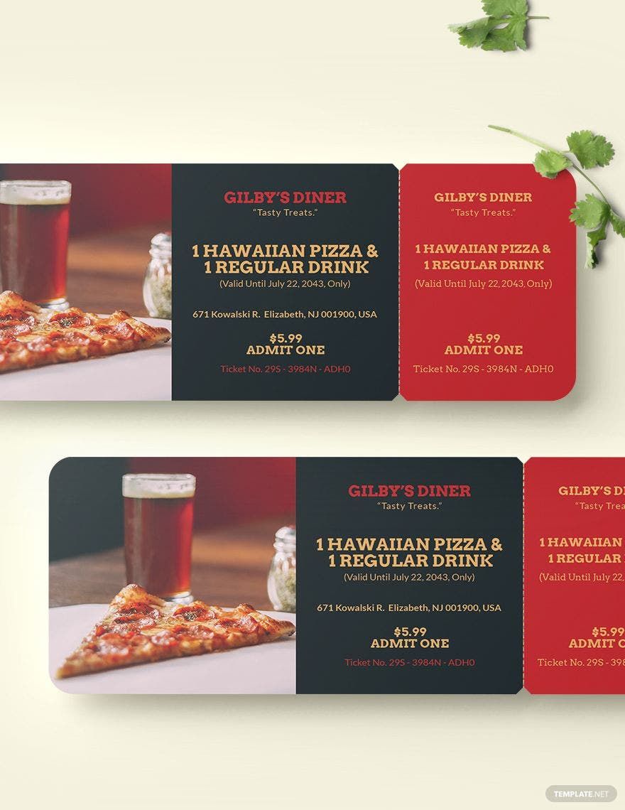 Printable Food Ticket Template