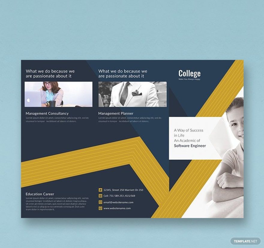 College Tri-Fold Brochure Template