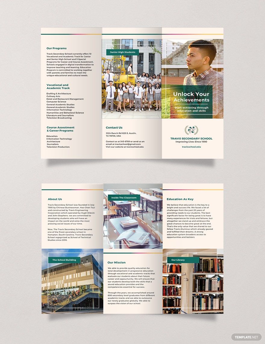 Junior High School Brochure Template in Publisher, Word, Illustrator, InDesign, PSD, Pages, Google Docs - Download | Template.net