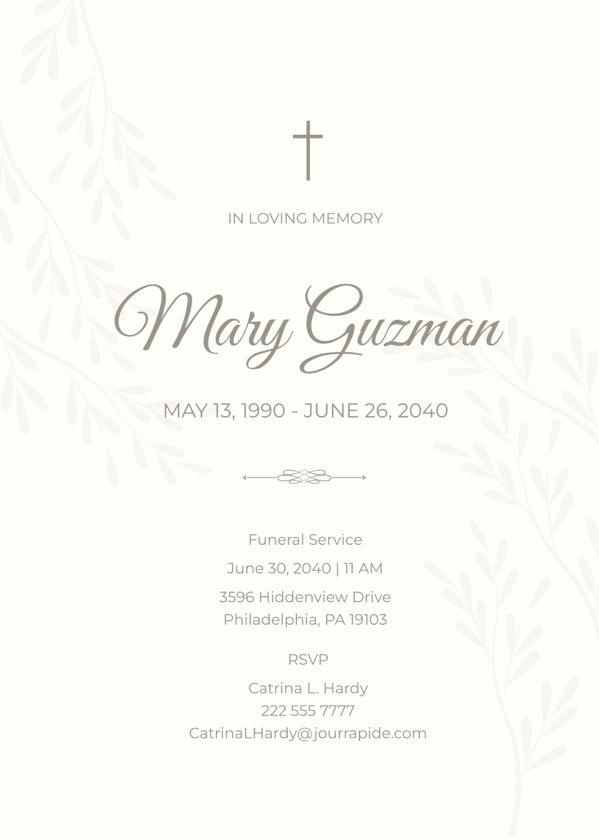 Page 4 FREE Funeral Invitation Templates & Examples - Edit Online ...