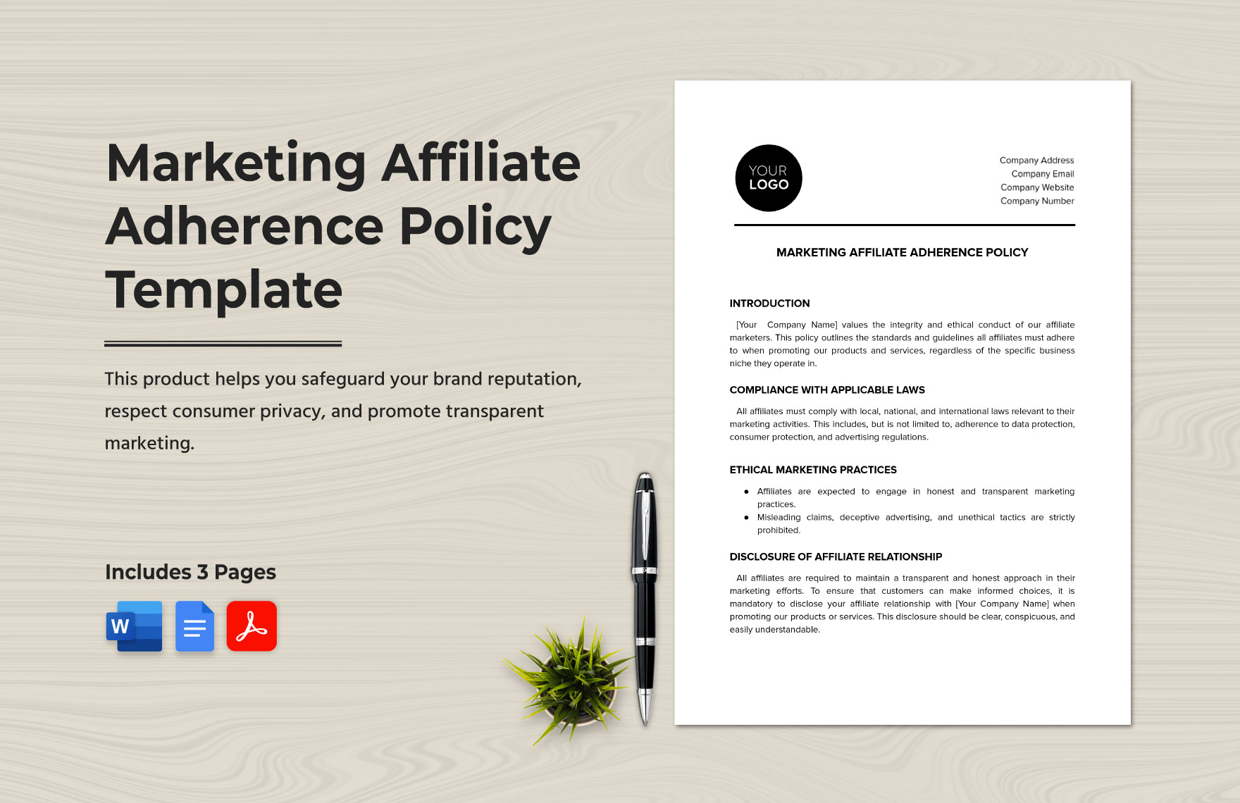 Marketing Affiliate Adherence Policy Template