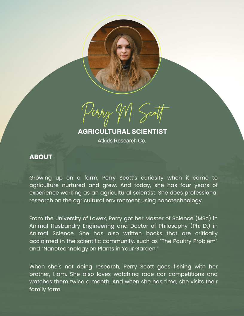 Free Short Professional Bio Template