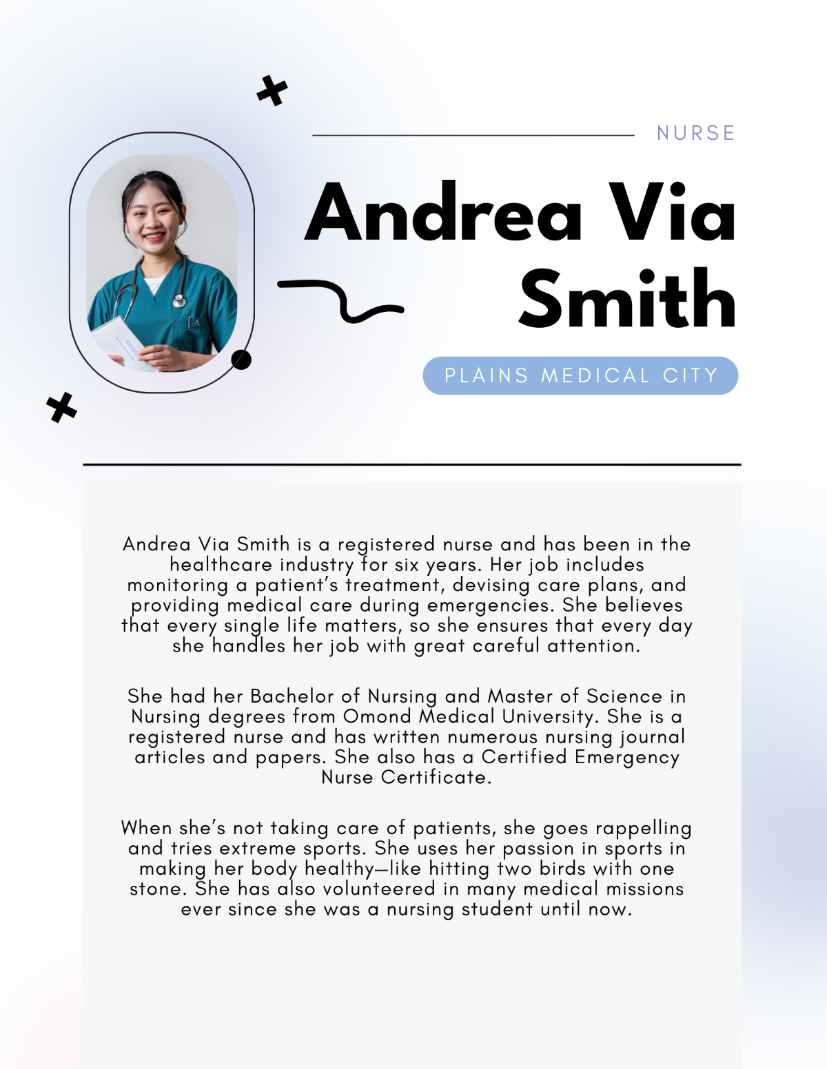 Free Nurse Professional Bio Template