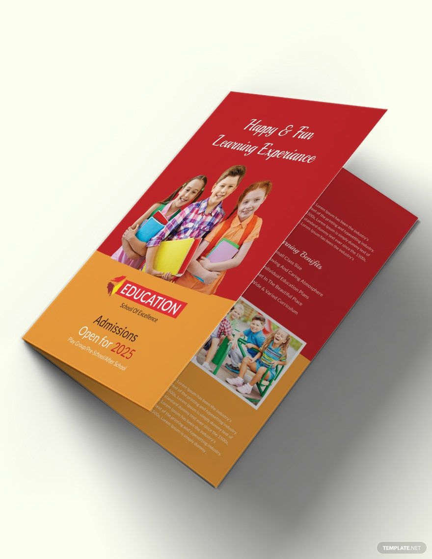 Kindergarten Bi-Fold Brochure Design Template in Publisher, PSD, InDesign, Word, Pages, Illustrator, Google Docs - Download | Template.net