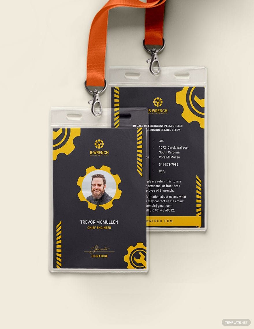 Building Maintenance Service ID Card Template