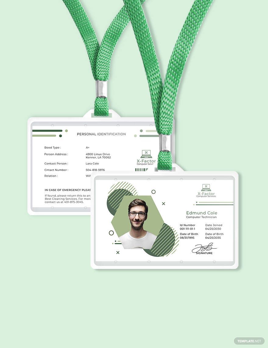 Computer Service ID Card Template