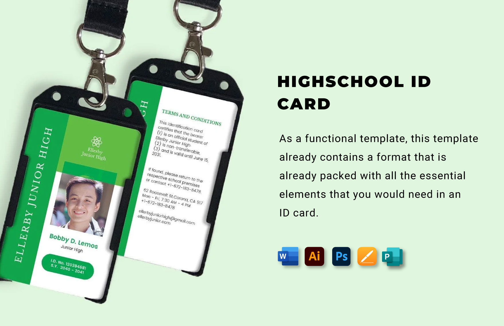 High School ID Card Template