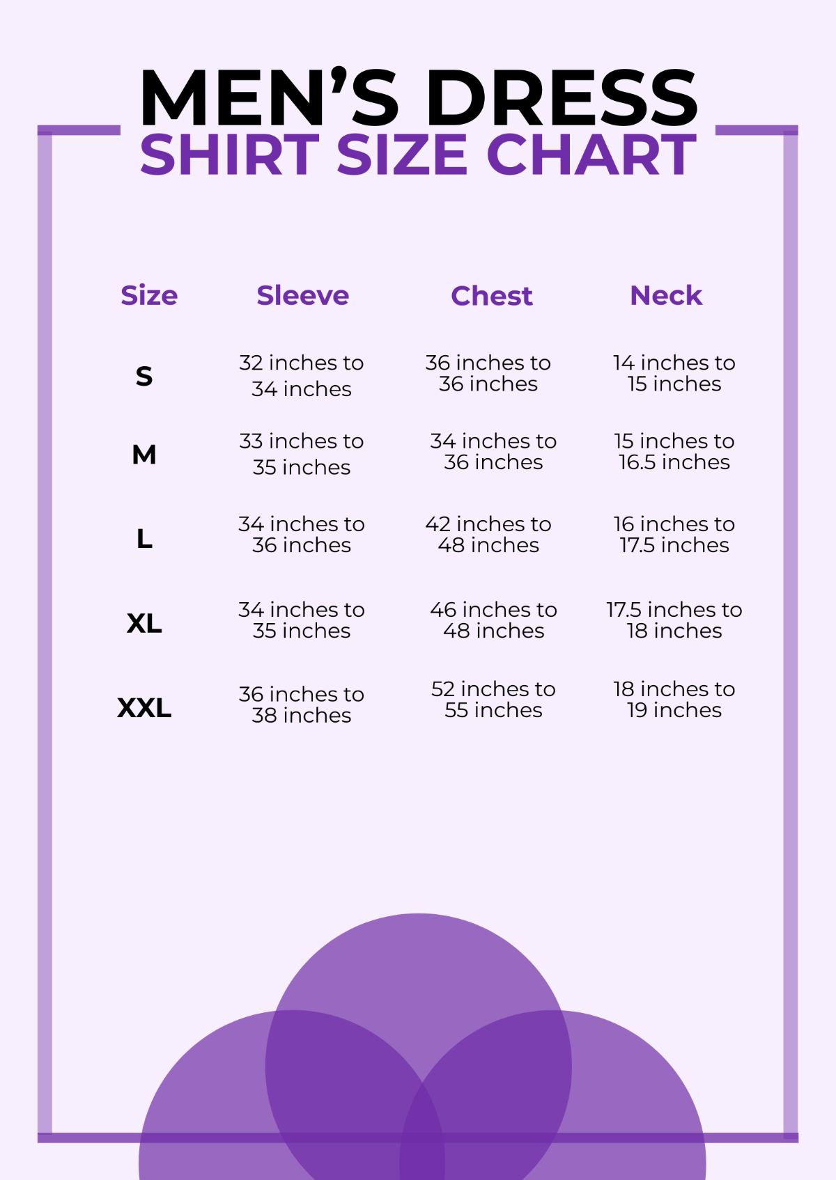 Mens Dress Shirt Size Chart Template - Edit Online & Download