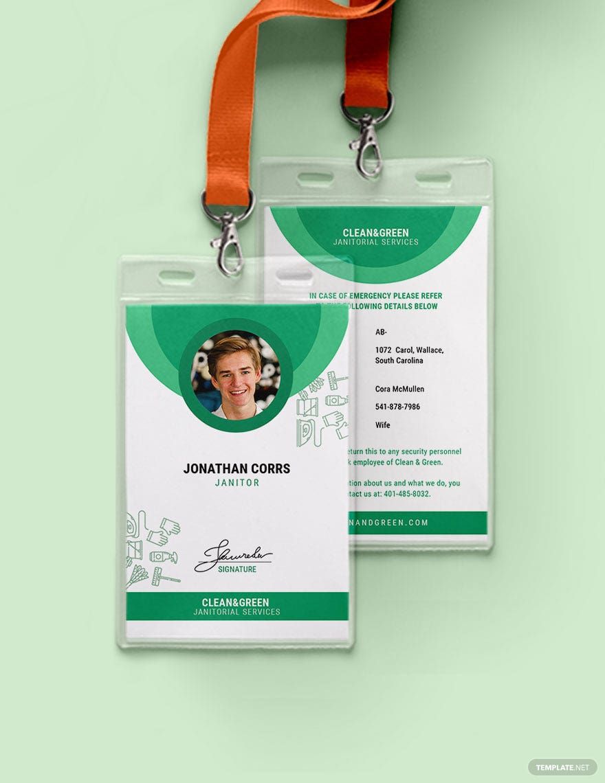 Janitor Service ID Card Template