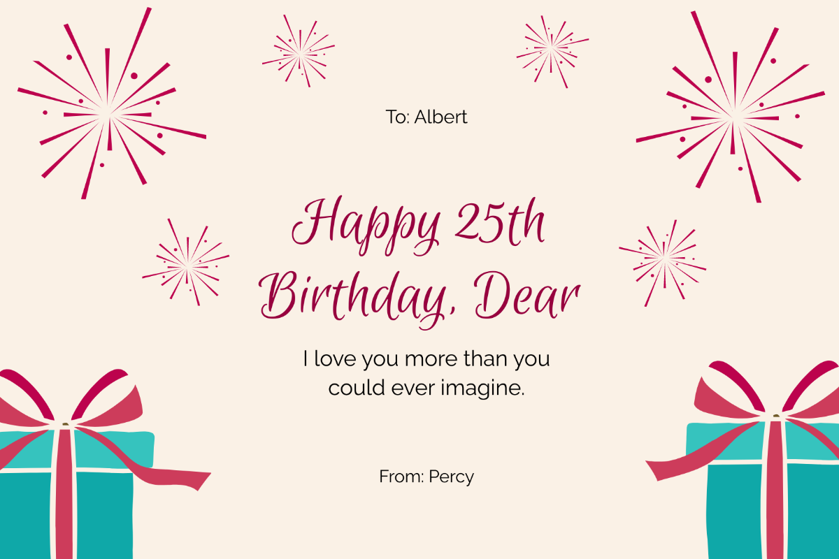 25th Birthday Card For Husband Template - Edit Online & Download