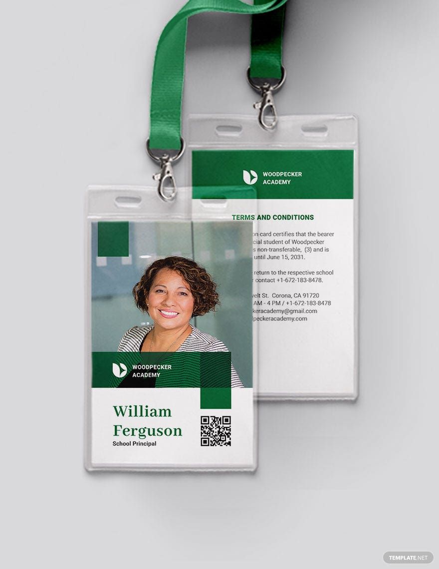 Elegant School Principal ID Card Template