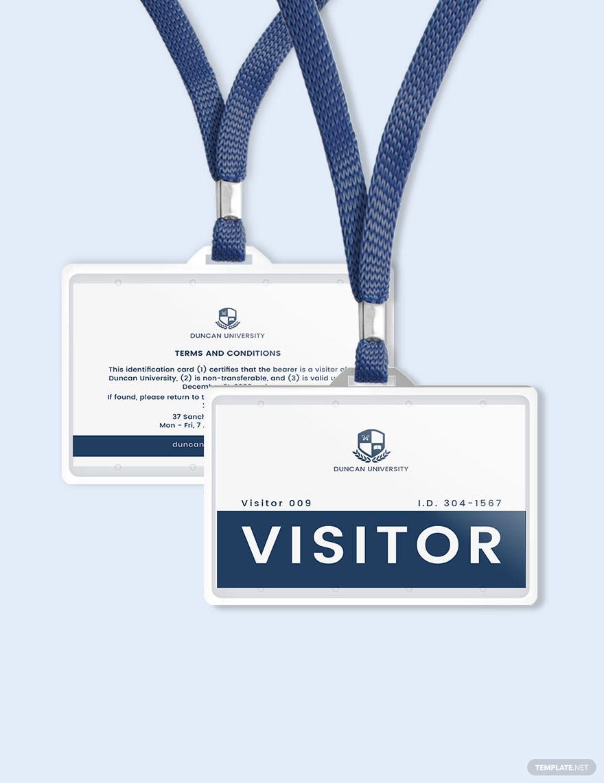 School Visitor ID Card Template