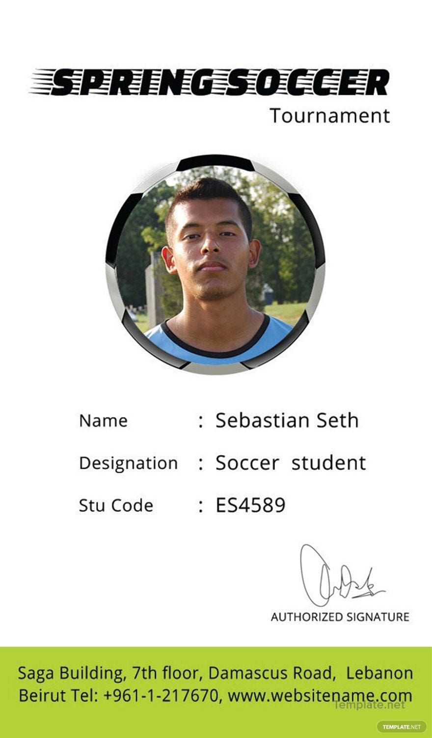 Soccer Identity Card Template