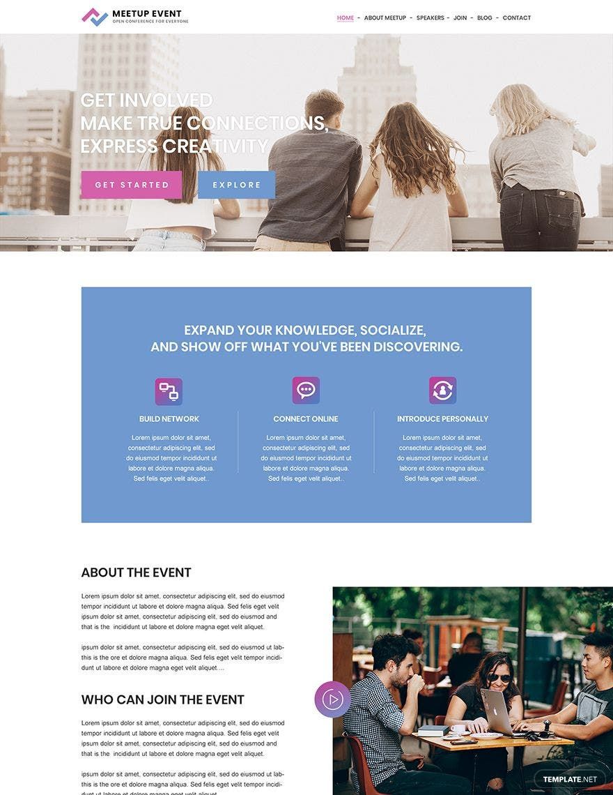 Meetup Event PSD Landing Page Template