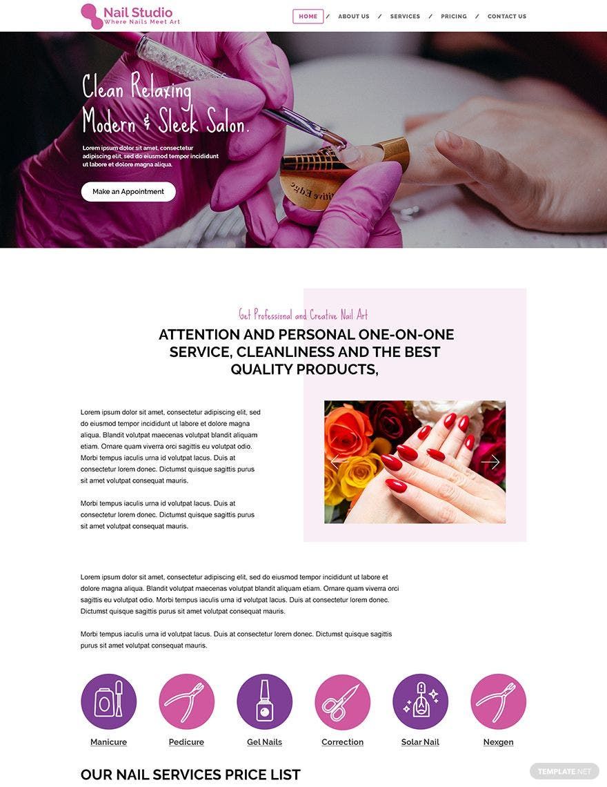 Nail Studio PSD Landing Page Template