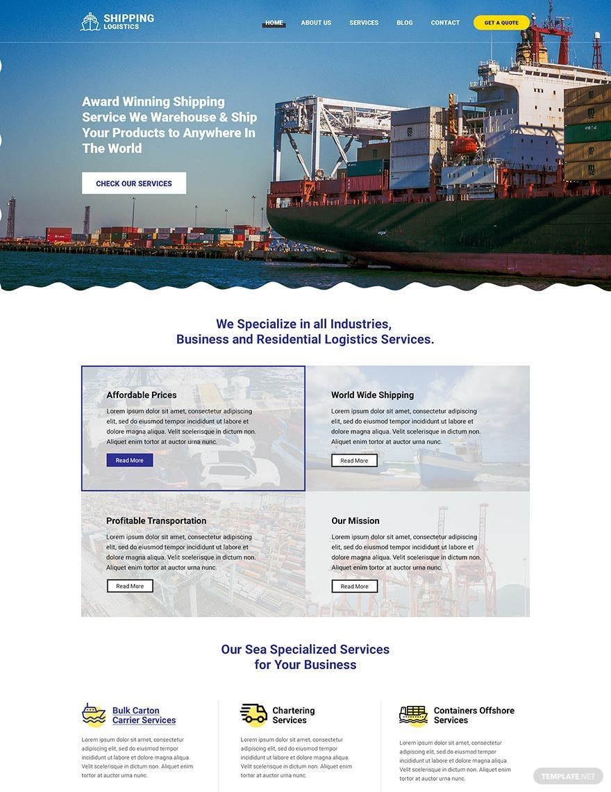 Shipping PSD Landing Page Template