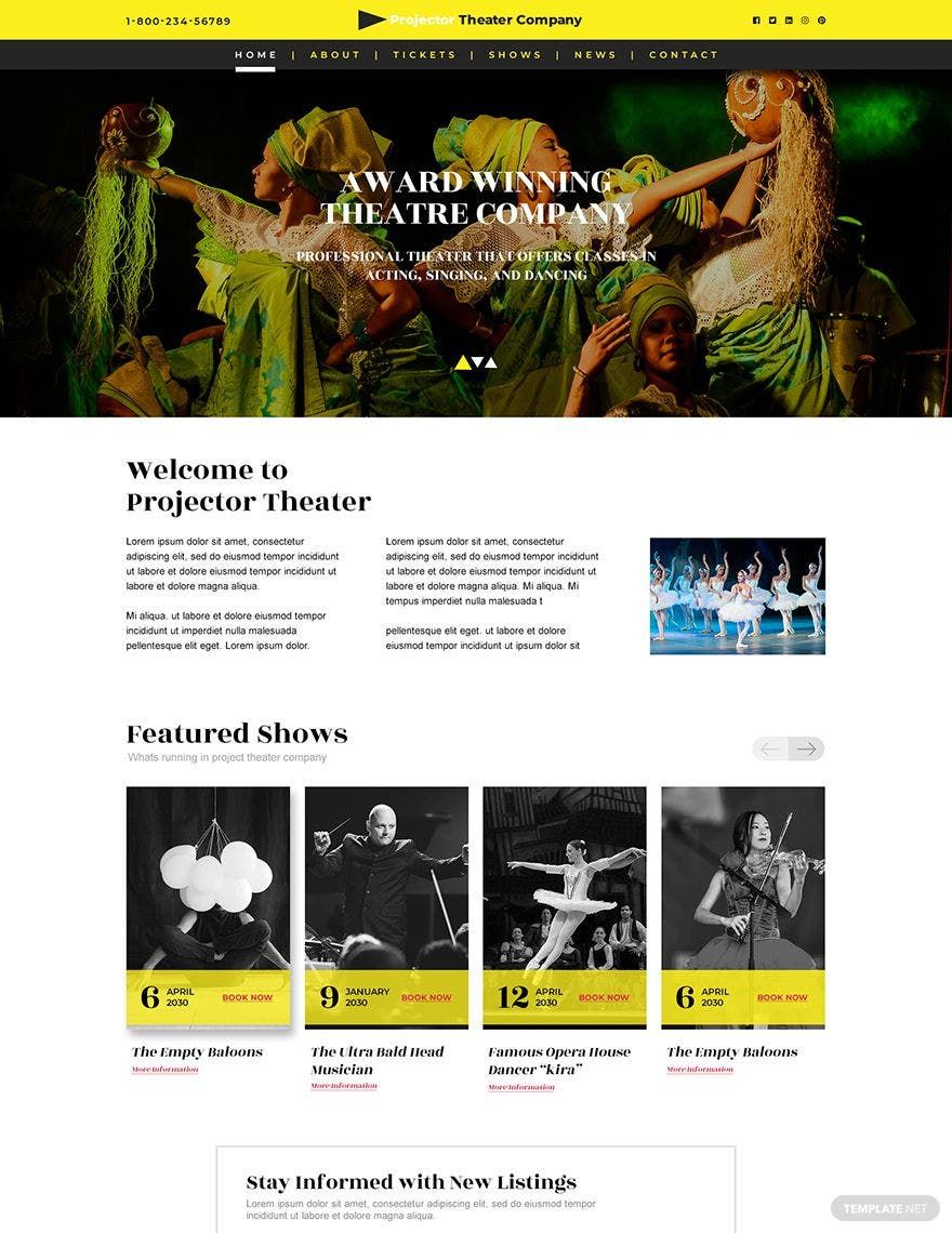 Theater PSD Landing page Template