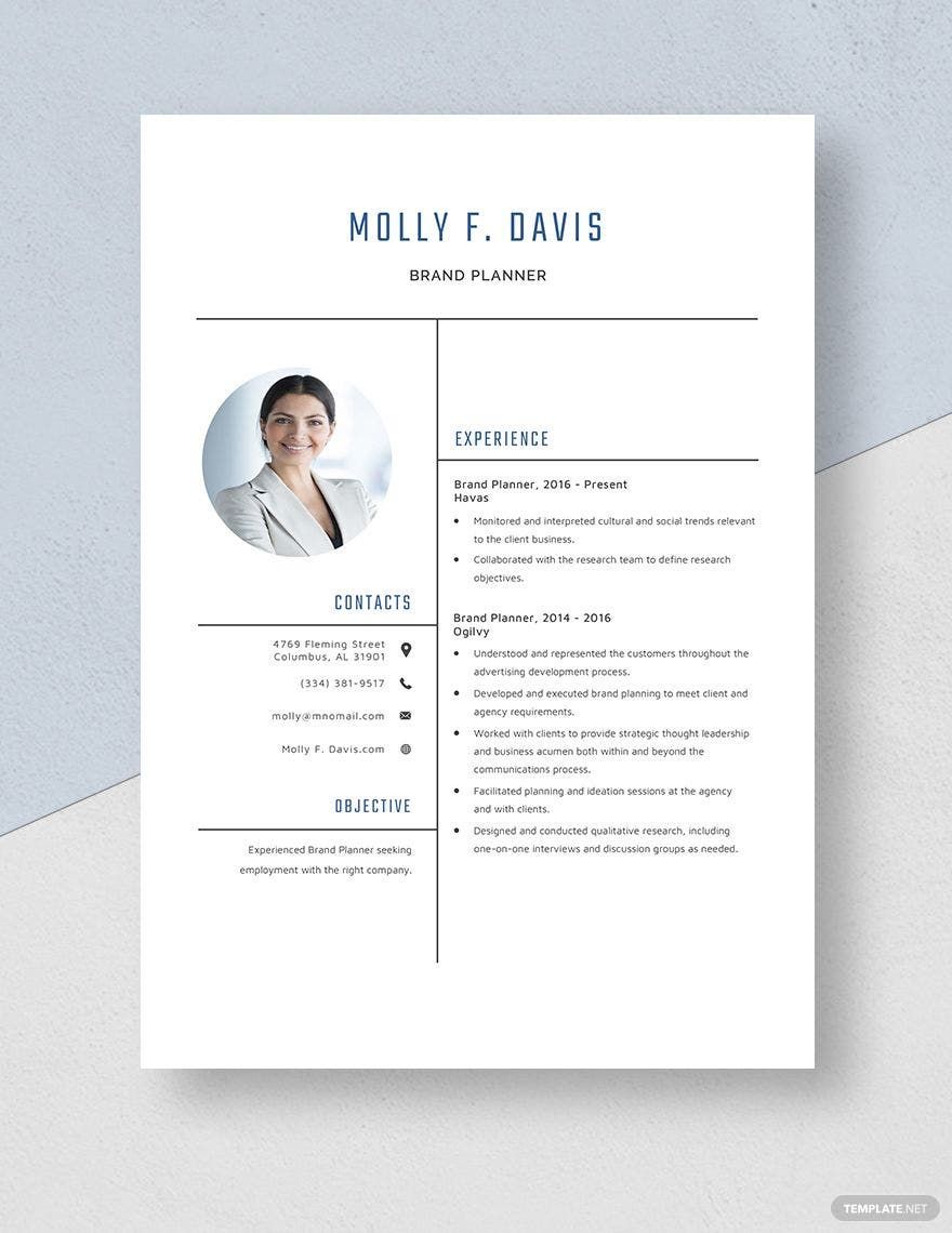 Brand Planner Resume in Pages, Word - Download | Template.net