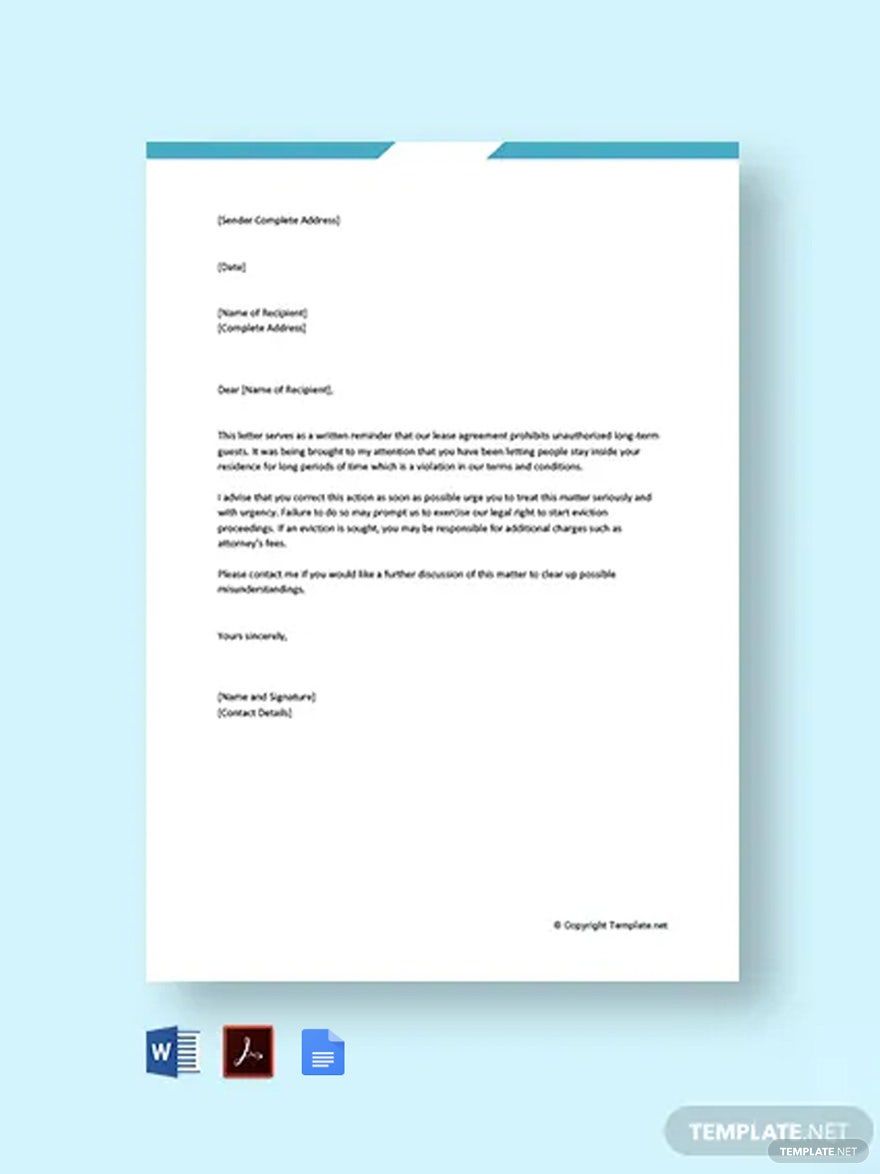 Landlord Warning Letter To Tenant Template