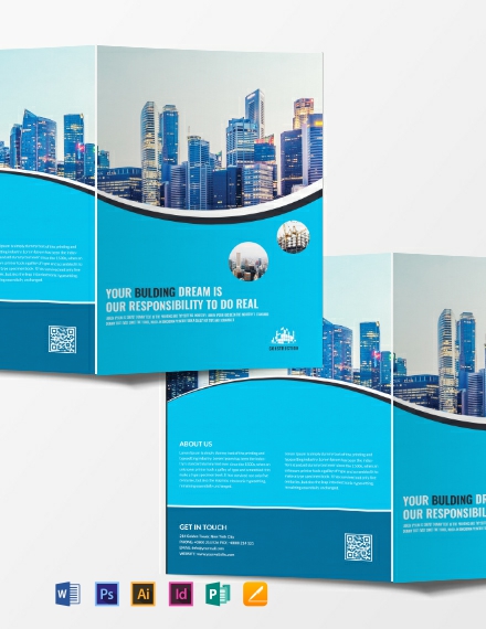 free construction company brochure template 440x570