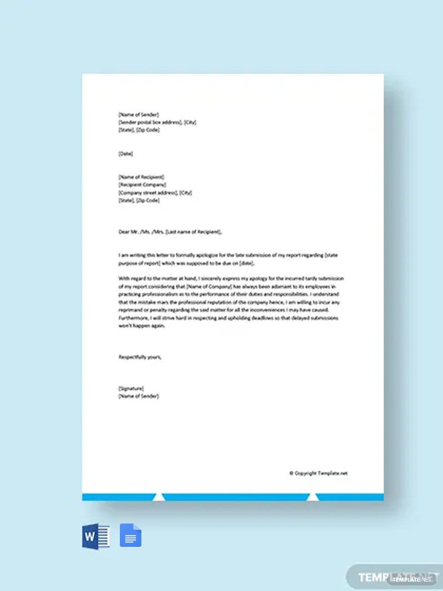 Apology Letter for Being Late in Submission Template