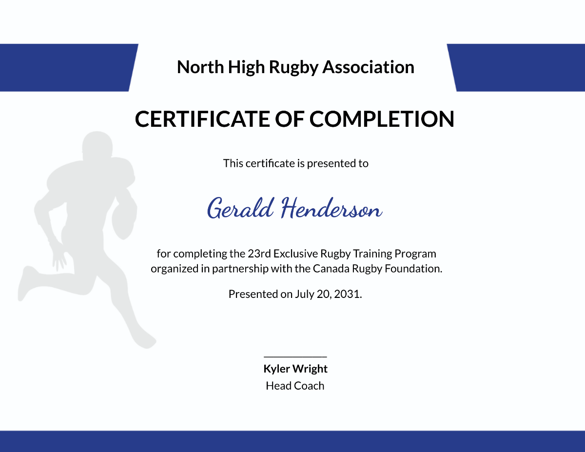 Rugby Training Certificate Template - Edit Online & Download