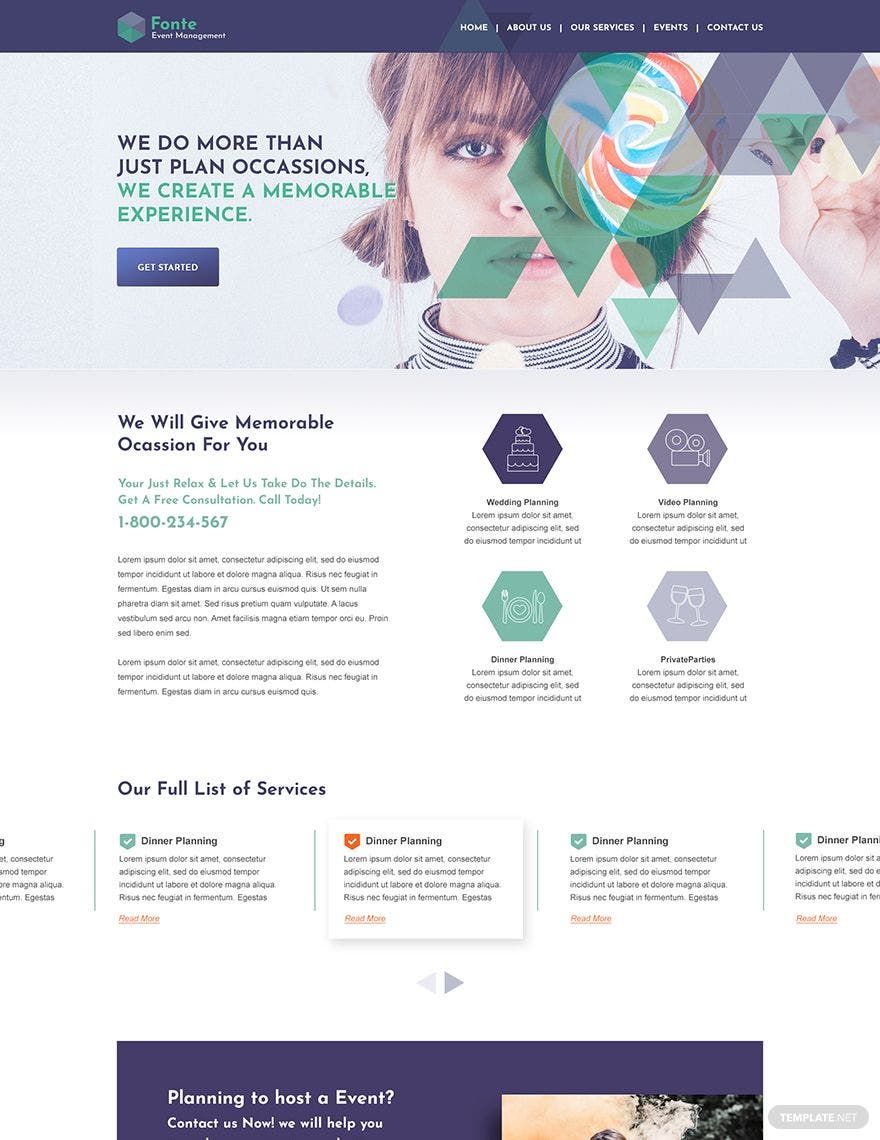 Event Management PSD Landing page Template